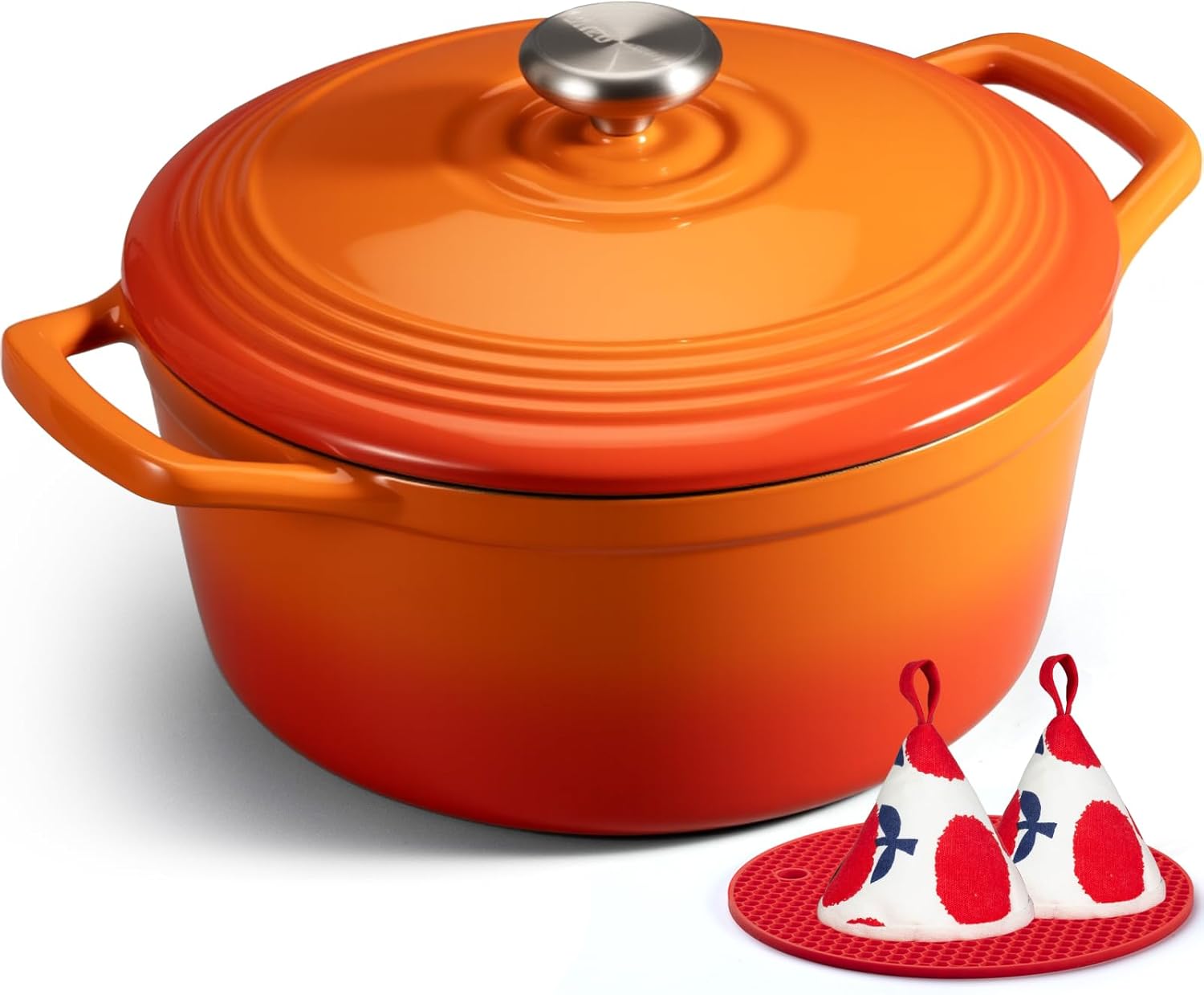 Overmont Enameled Cast Iron Dutch Oven