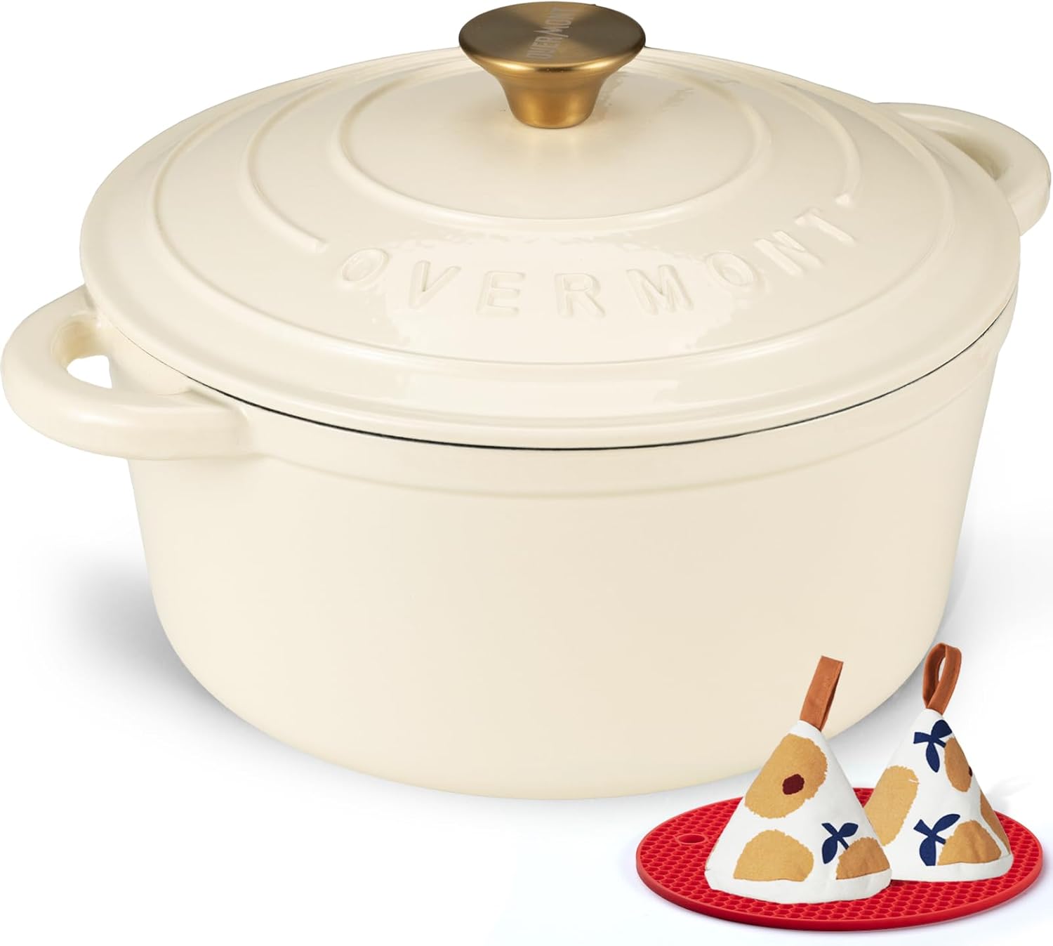 Overmont Enameled Cast Iron Dutch Oven