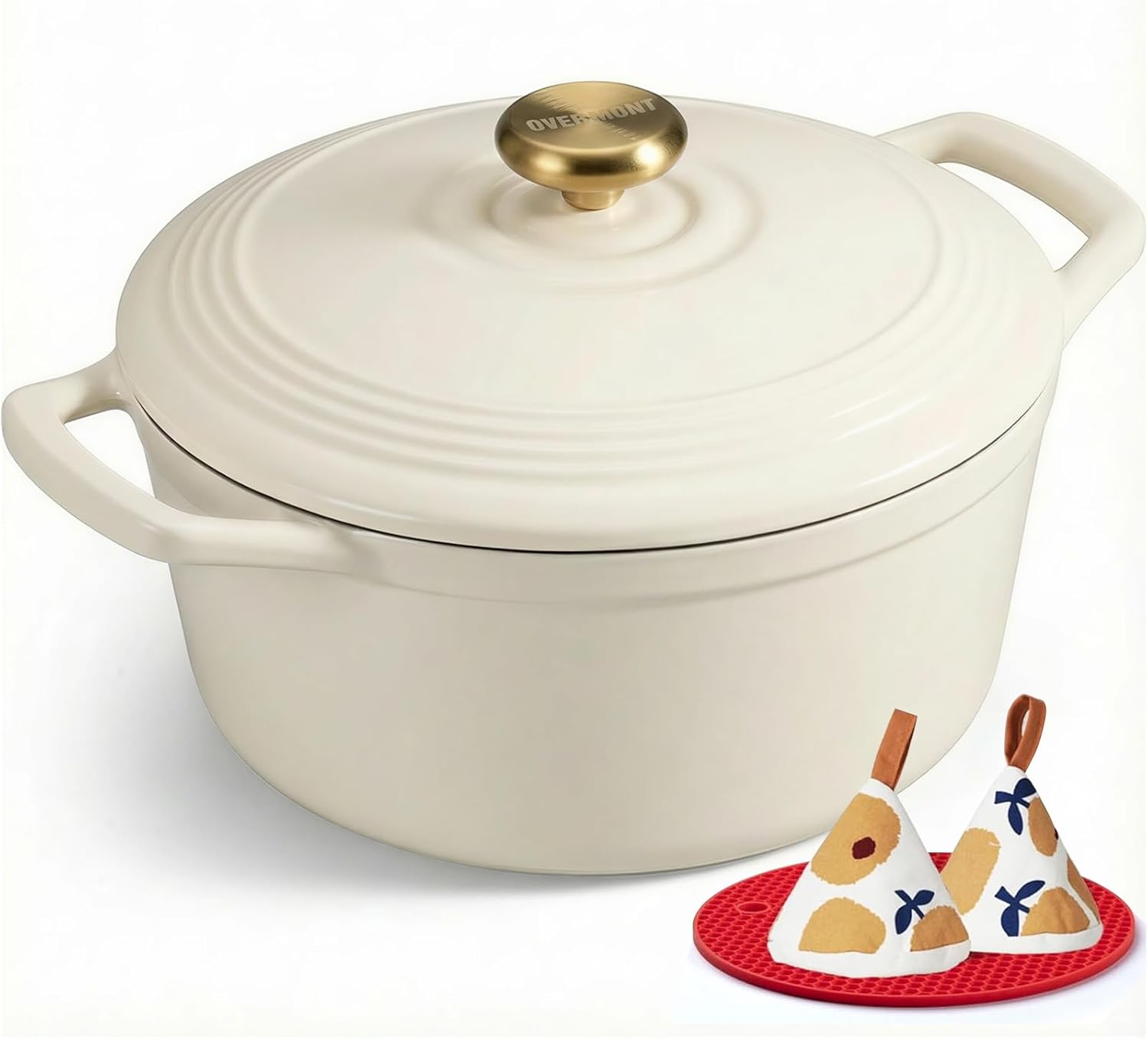Overmont Enameled Cast Iron Dutch Oven
