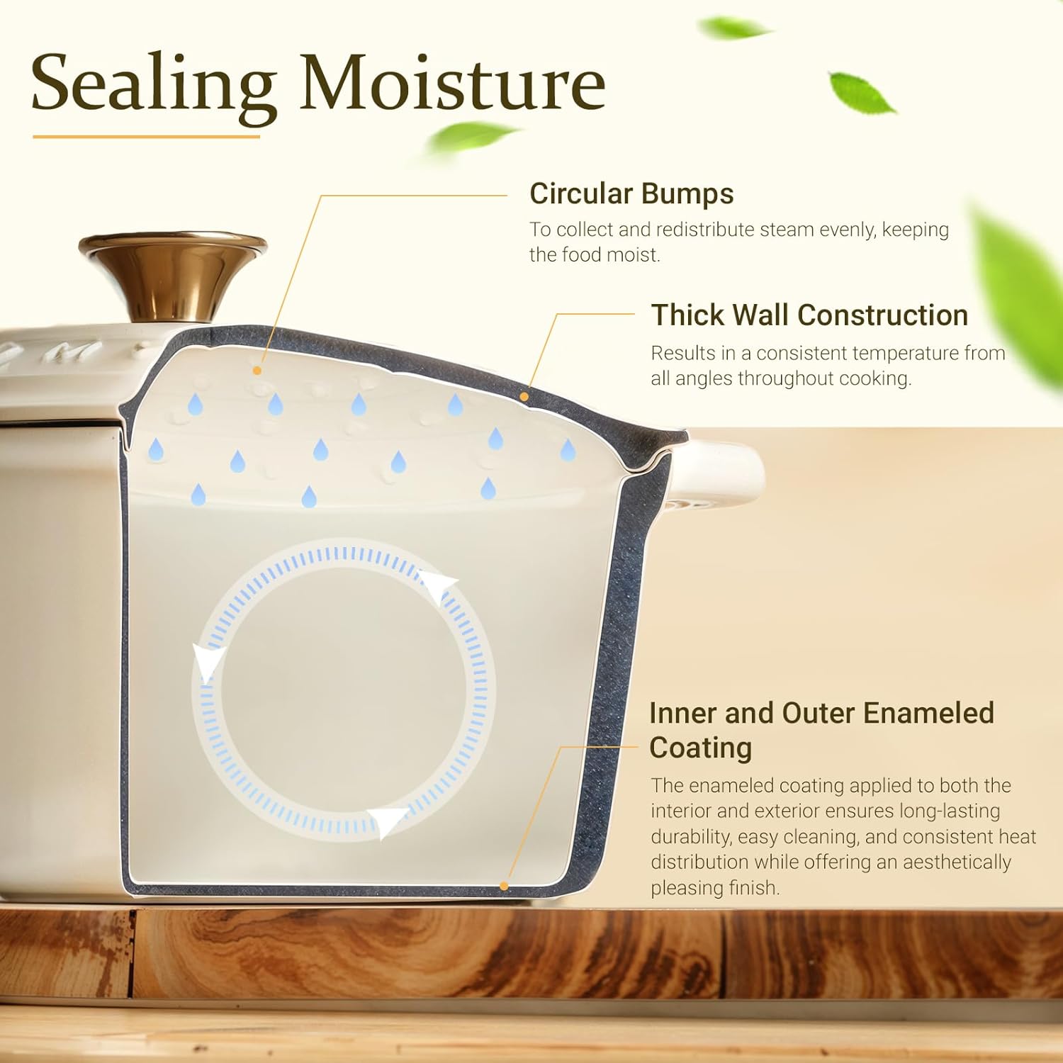 Overmont Enameled Cast Iron Dutch Oven