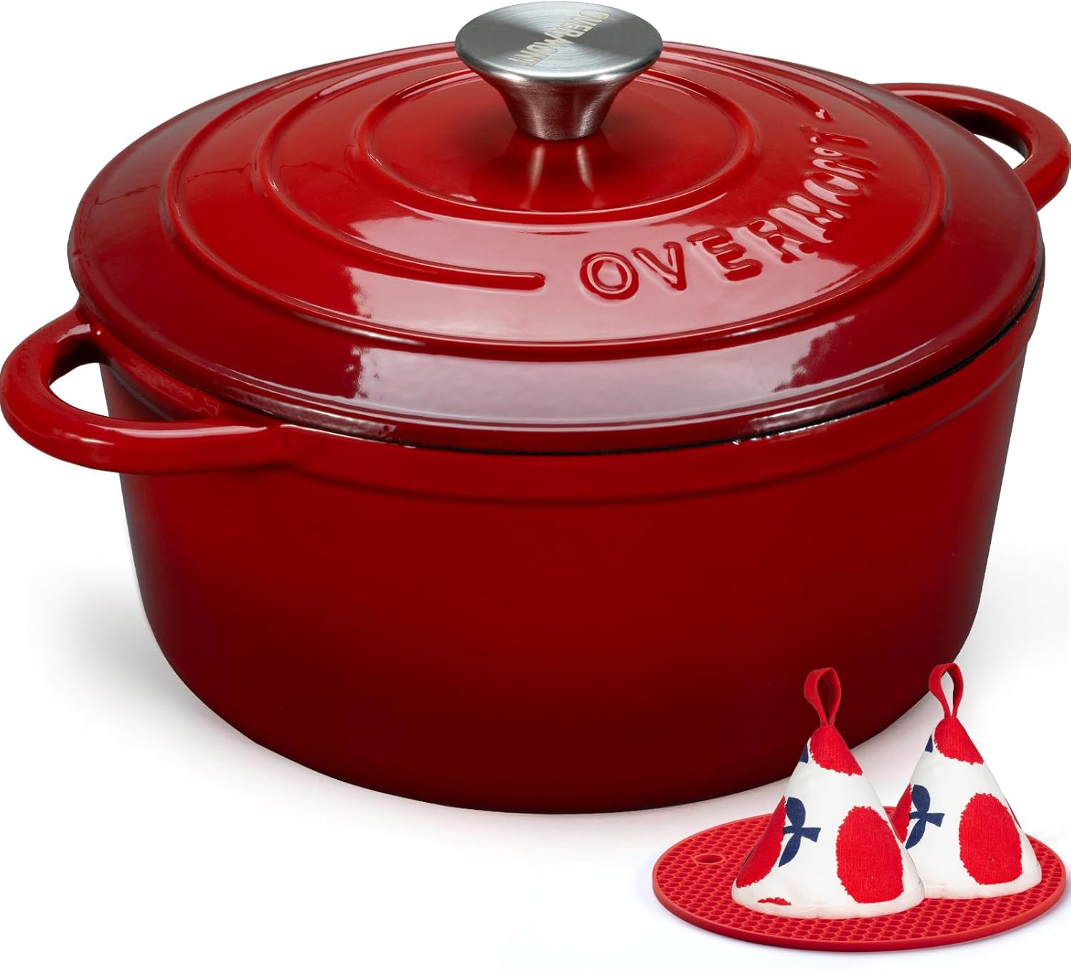 Overmont Enameled Cast Iron Dutch Oven
